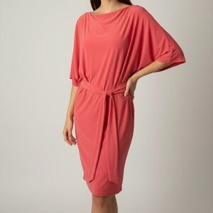 Abi Ferrin Elegant Coral Midi Dress